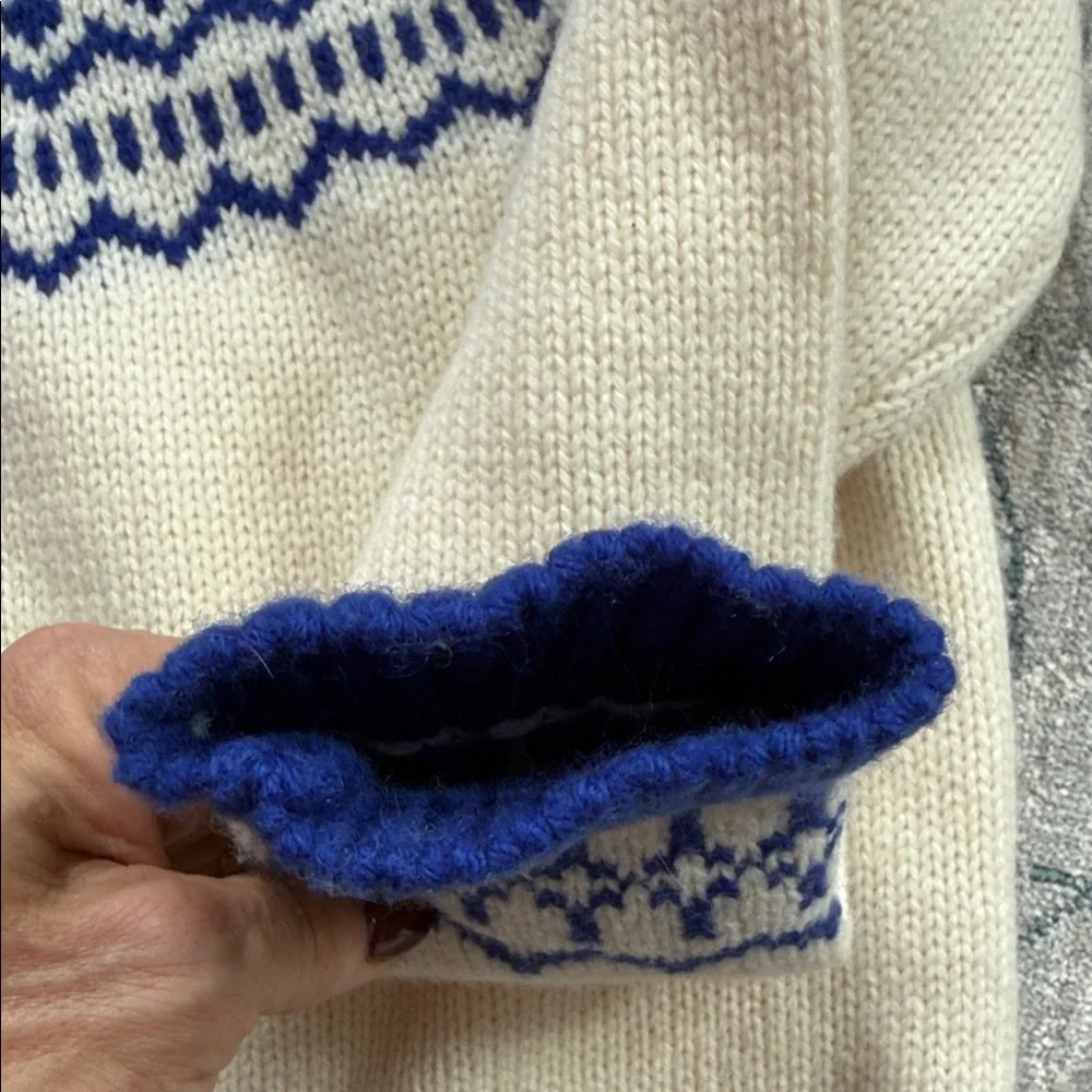 Boden Blue and Cream Nordic Pattern Sweater - Picture 8 of 9